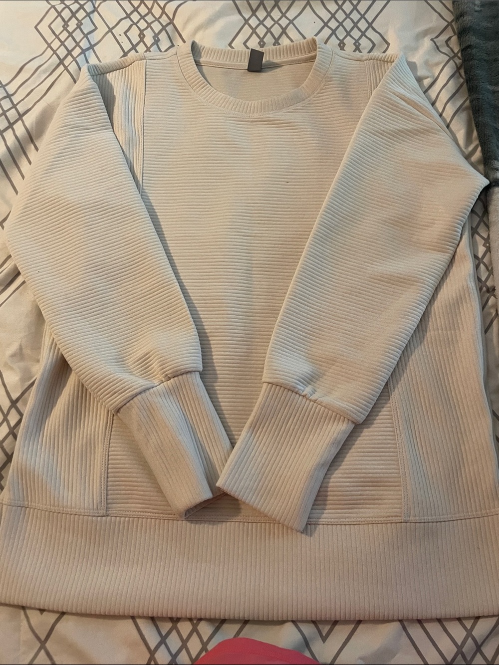 Joe Fresh Cream Ribbed Crewneck Sweatshirt